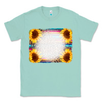 Seafoam Serape Bleached Sunflowers Leopard Background Classic Tee - CowCowDesign