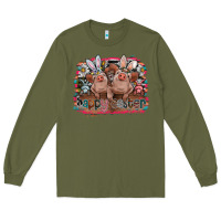 Army Green Happy Easter Long Sleeve Tee - CowhideDigitalArt