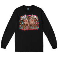 Black Happy Easter Long Sleeve Tee - CowhideDigitalArt