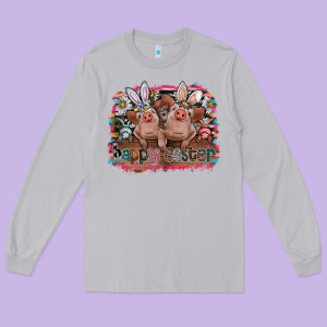 Happy Easter Long Sleeve Tee Designed By Cowhidedigitalart