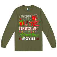 Army Green i just want to drink hot chocolate watch christmas movies premium Long Sleeve Tee - baoMotion