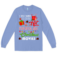 Colony Blue i just want to drink hot chocolate watch christmas movies premium Long Sleeve Tee - baoMotion
