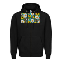 Black Sunflower And Daisy With Leopard Zipper Hoodie - RanaPortraitStore