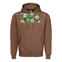 Chestnut Sunflower And Daisy With Leopard Zipper Hoodie - RanaPortraitStore