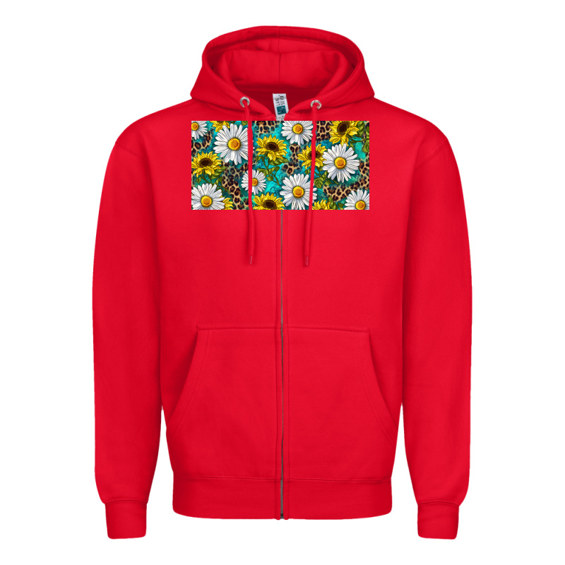 Sunflower And Daisy With Leopard Zipper Hoodie by RanaPortraitStore | Teevron