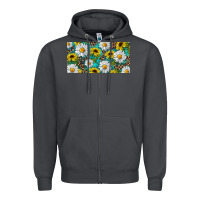 Smoke Sunflower And Daisy With Leopard Zipper Hoodie - RanaPortraitStore