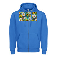 True Royal Sunflower And Daisy With Leopard Zipper Hoodie - RanaPortraitStore