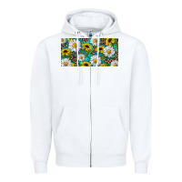 White Sunflower And Daisy With Leopard Zipper Hoodie - RanaPortraitStore