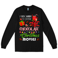 Black i just want to drink hot chocolate watch christmas movies premium Long Sleeve Tee - baoMotion