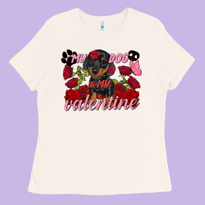 My Dog Is My Valentine Valentine's Day Ladies Tee Designed By Fadigitalartstudio