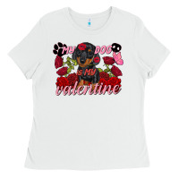 White my dog is my valentine valentine's day Ladies Tee - FaDigitalArtStudio