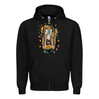 Black sunflower boho bull skull with hands Zipper Hoodie - RanaPortraitStore