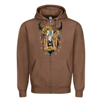 Chestnut sunflower boho bull skull with hands Zipper Hoodie - RanaPortraitStore