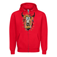 Red sunflower boho bull skull with hands Zipper Hoodie - RanaPortraitStore