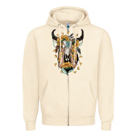 Sandshell sunflower boho bull skull with hands Zipper Hoodie - RanaPortraitStore