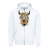 White sunflower boho bull skull with hands Zipper Hoodie - RanaPortraitStore