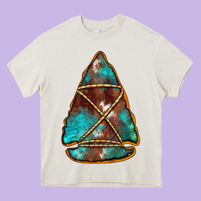 Turquoise Cowhide Arrowhead Heavy Core Tee Designed By Jasminsmagicworld