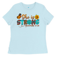 Baby Blue she is strong Ladies Tee - BundleAndBundleShop