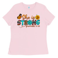 Bubblegum Pink she is strong Ladies Tee - BundleAndBundleShop