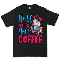 Black Half Nurse Half Coffee Premium Tee - FaDigitalArtStudio
