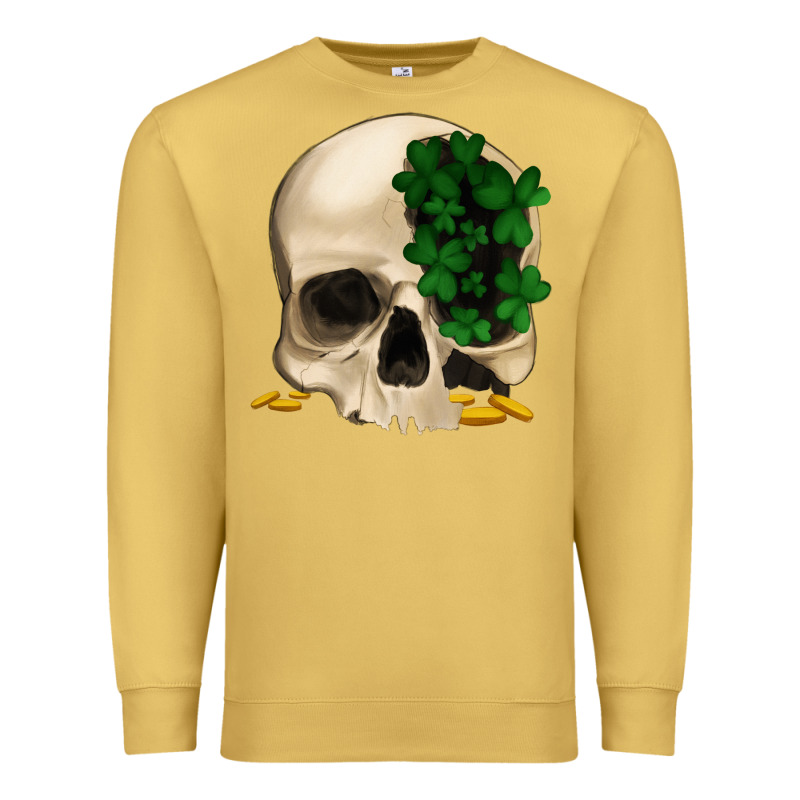 St Patrick's Day Skull With Clovers Premium Sweatshirt by Jasminsmagicworld | Teevron