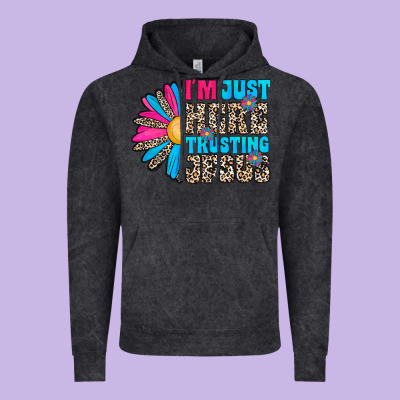 Im Just Here Trusting Jesus Vintage Hoodie Designed By Cowhidedigitalart