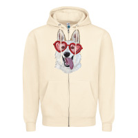 Sandshell White shepherd with love glasses Zipper Hoodie - RanaPortraitStore