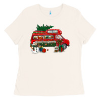 Bone christmas santa claus with retro van Ladies Tee - BundleAndBundleShop