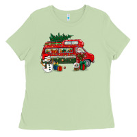 Matcha christmas santa claus with retro van Ladies Tee - BundleAndBundleShop
