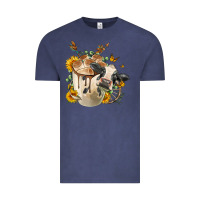 Vintage Denim Black And White Cow Coffee Vintage Tee - FaDigitalArtStudio