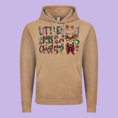 Little Miss Christmas Vintage Hoodie Designed By Cowhidedigitalart