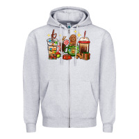 Heather Grey Christmas coffee cups with Poodle Zipper Hoodie - RanaPortraitStore