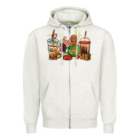 Oatmeal Heather Christmas coffee cups with Poodle Zipper Hoodie - RanaPortraitStore
