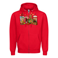 Red Christmas coffee cups with Poodle Zipper Hoodie - RanaPortraitStore