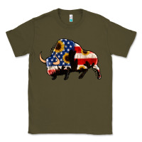 Army Green american flag bison Classic Tee - Jasminsmagicworld