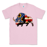 Bubblegum Pink american flag bison Classic Tee - Jasminsmagicworld