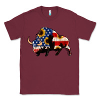 Burgundy american flag bison Classic Tee - Jasminsmagicworld