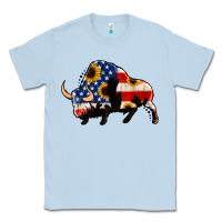 Dusty Blue american flag bison Classic Tee - Jasminsmagicworld