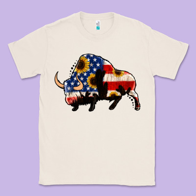 American Flag Bison Classic Tee Designed By Jasminsmagicworld
