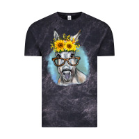 Cloud Black Sunflower Glasses Donkey Vintage Tee - RanaPortraitStore