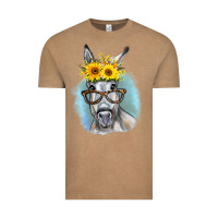 Vintage Coffee Sunflower Glasses Donkey Vintage Tee - RanaPortraitStore