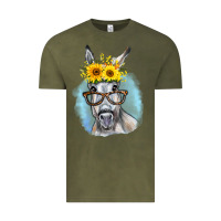 Vintage Olive Sunflower Glasses Donkey Vintage Tee - RanaPortraitStore