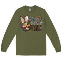 Army Green happy easter y all Long Sleeve Tee - CowhideDigitalArt