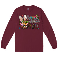 Burgundy happy easter y all Long Sleeve Tee - CowhideDigitalArt