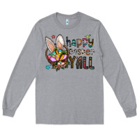 Heather Grey happy easter y all Long Sleeve Tee - CowhideDigitalArt