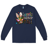 Navy happy easter y all Long Sleeve Tee - CowhideDigitalArt