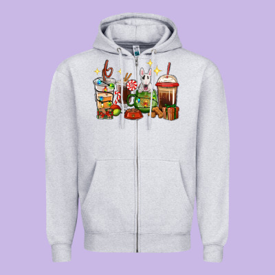 Christmas Coffee Cups With Bull Terrier Zipper Hoodie Designed By Ranaportraitstore