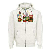 Oatmeal Heather Christmas coffee cups with Bull Terrier Zipper Hoodie - RanaPortraitStore