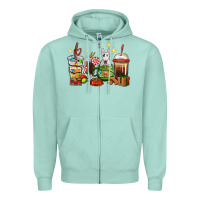 Seafoam Christmas coffee cups with Bull Terrier Zipper Hoodie - RanaPortraitStore