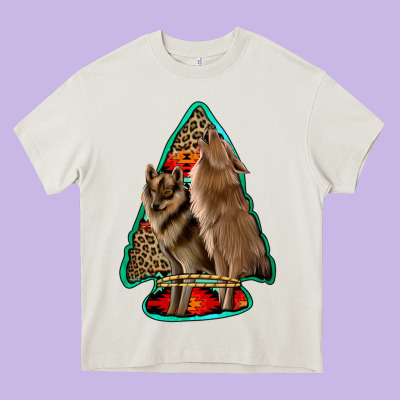 Howling Wolves Arrowhead Heavy Core Tee Designed By Jasminsmagicworld
